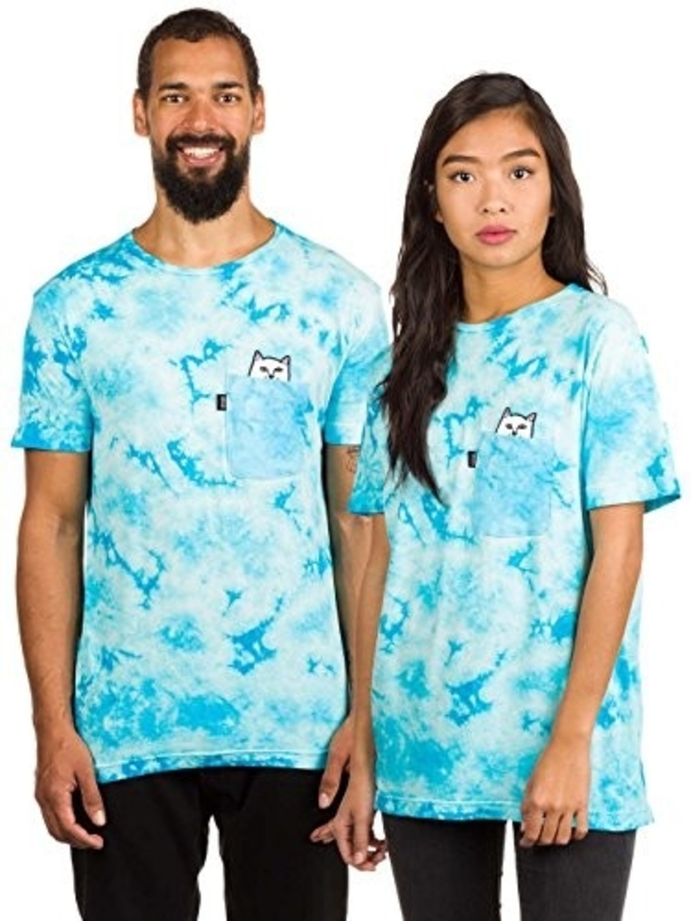 RIPNDIP Lord Nermal Blue Washed Pocket T-Shirt With Cat Pocket, Medium (C5)